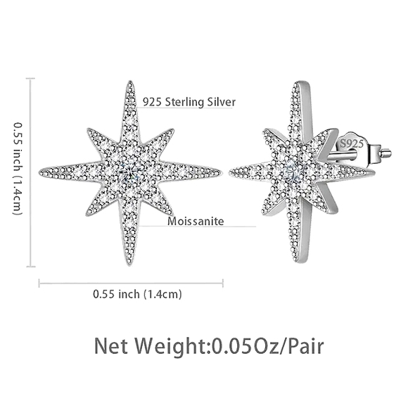 .2cttw Moissanite "Northern Star" ⭐ Studded Earrings - Picture 2 of 4